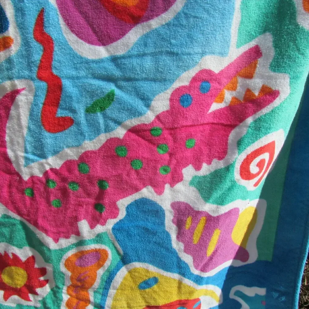 TERRI TORI Beach Towel Gators Fish Sea Animals Thick Soft Cotton Brazil 39 x 64